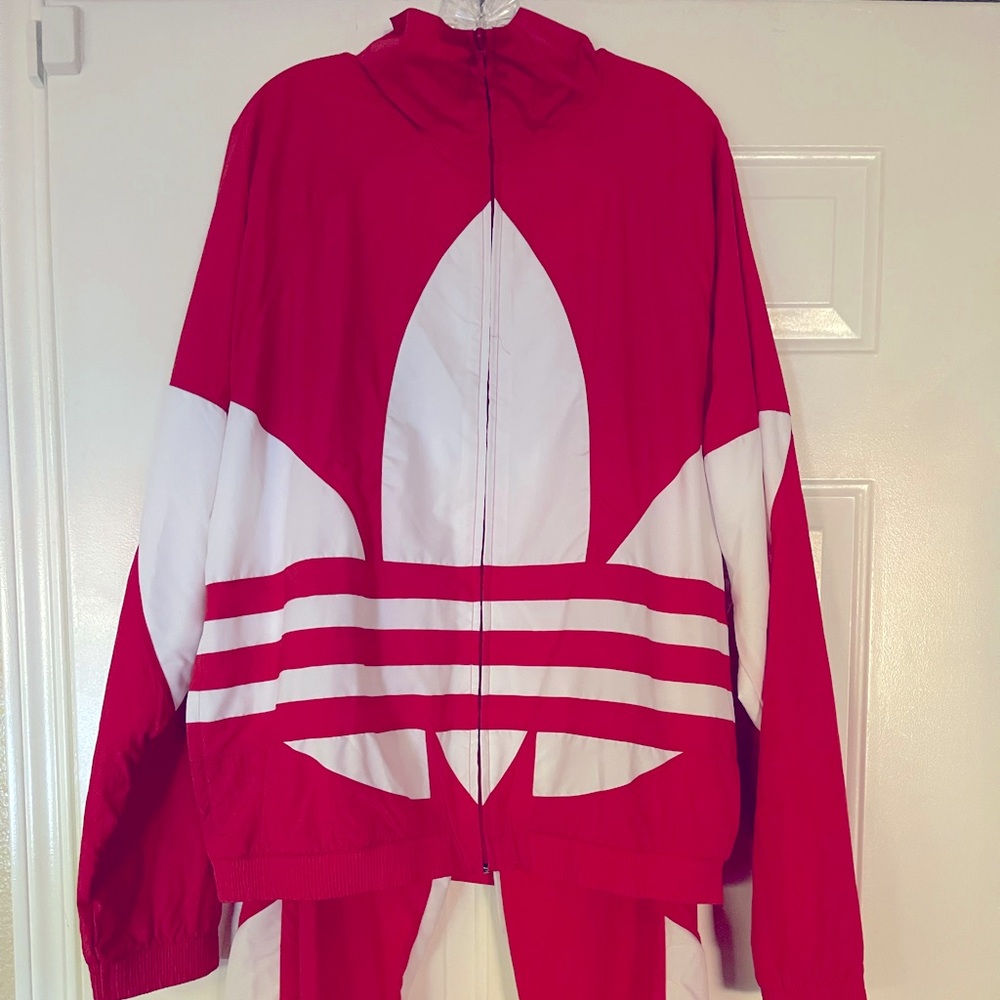 Adidas Big Trefoil Men’s Windbreaker Tracksuit Large Lush Red